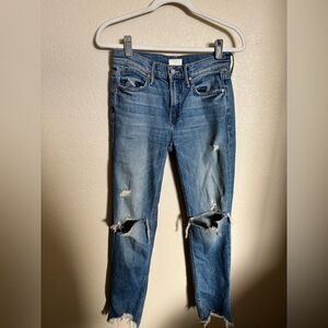 Mother The Flirt Fray‎ Jeans Sz 24 Cold Feet Distressed